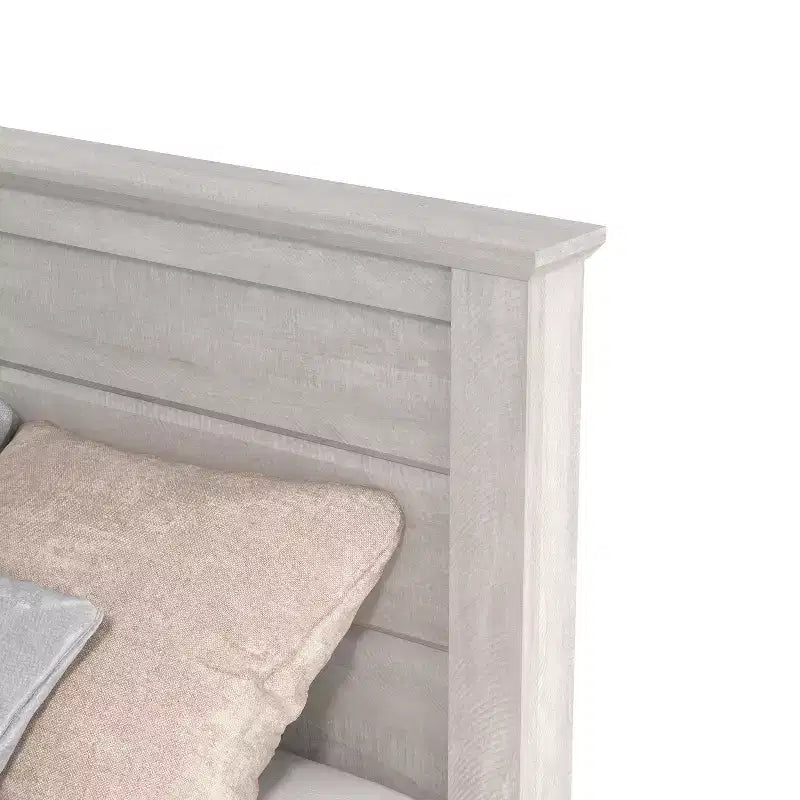 Lit plateforme moderne Galano avec tête de lit à lattes 66,1 L 85,6 P 40,2 H