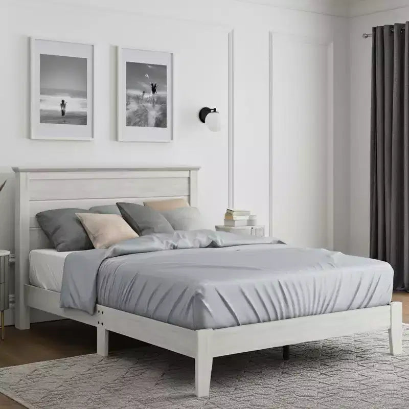 Galano Modern Platform Bed with Slatted Headboard 66.1 W  85.6 D  40.2 H