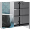 Bathroom Mirrored Cabinet, 24x26 Stainless Steel Frame Medicine Cabinet, Wall-Mounted Storage Organizer with Double Doors