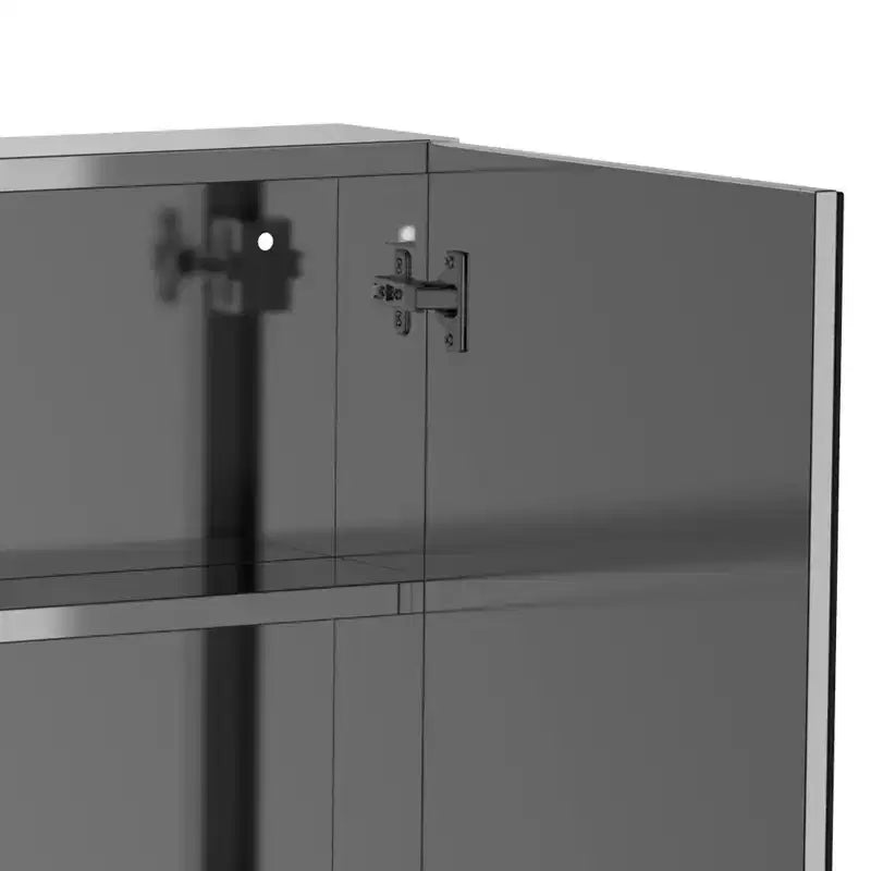 Armoire de toilette avec miroir, 24x26 Armoire à pharmacie avec cadre en acier inoxydable, Organisateur de rangement mural avec portes doubles