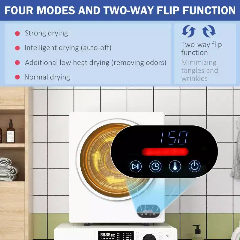 Séchoir à linge portable et compact de 1,5 pi³ avec séchage intelligent pour appartements, dortoirs, camping-cars, 850 W