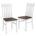 Costway Dining Chairs Set of 2 w/Slatted High Backrests Concave Seats Rubber Wood Legs
