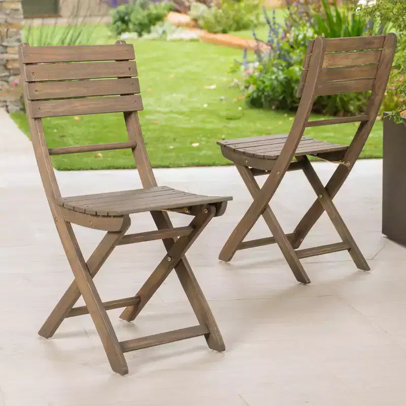 Lot de 2 chaises de salle à manger pliantes, bois d'acacia, pour intérieur/extérieurMaison, bureau, salon, cuisine, salle à manger, patio, porche ou jardin
