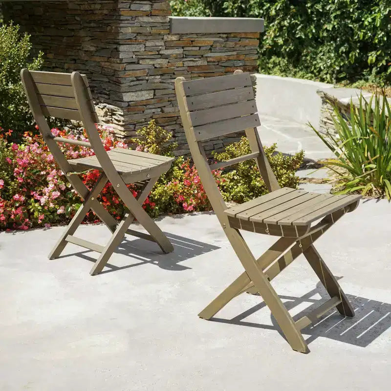 Lot de 2 chaises de salle à manger pliantes, bois d'acacia, pour intérieur/extérieurMaison, bureau, salon, cuisine, salle à manger, patio, porche ou jardin