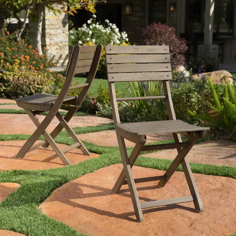 Lot de 2 chaises de salle à manger pliantes, bois d'acacia, pour intérieur/extérieurMaison, bureau, salon, cuisine, salle à manger, patio, porche ou jardin