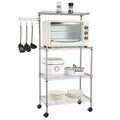 Karl Home 3 Layer Adjustable Kitchen Bakers Rack Microwave Oven Stand Storage Cart, Silver Powder