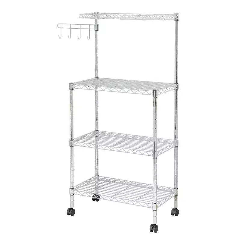 Karl Home Chariot de cuisine réglable à 3 niveaux pour micro-ondes, argent poudré