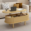 40 Modern Oval Lift-Top Coffee Table with Hidden Storage, Rustic Center Table for Living Room, Space-Saving Lift-Top Cocktail Table-Panipeachy