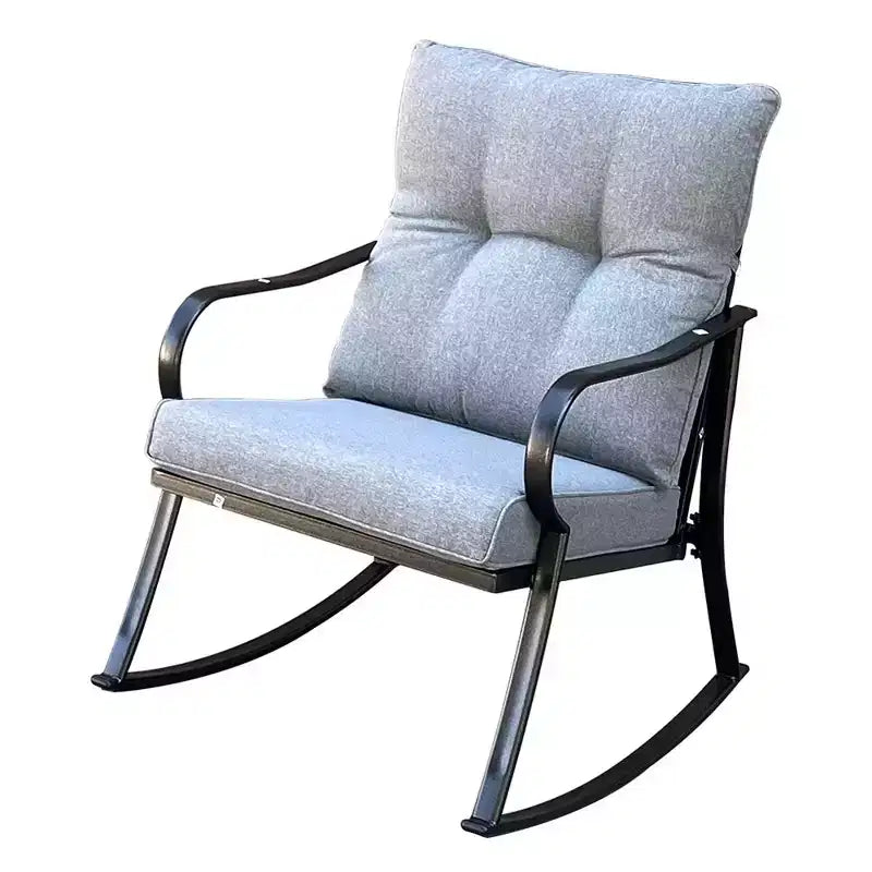 Ensemble de 3 pièces Moderne Accent 2 Places Rocker Teapoy, Fauteuil à Bascule Rembourré, Chaises de Porche, Coussins Moelleux Rocker