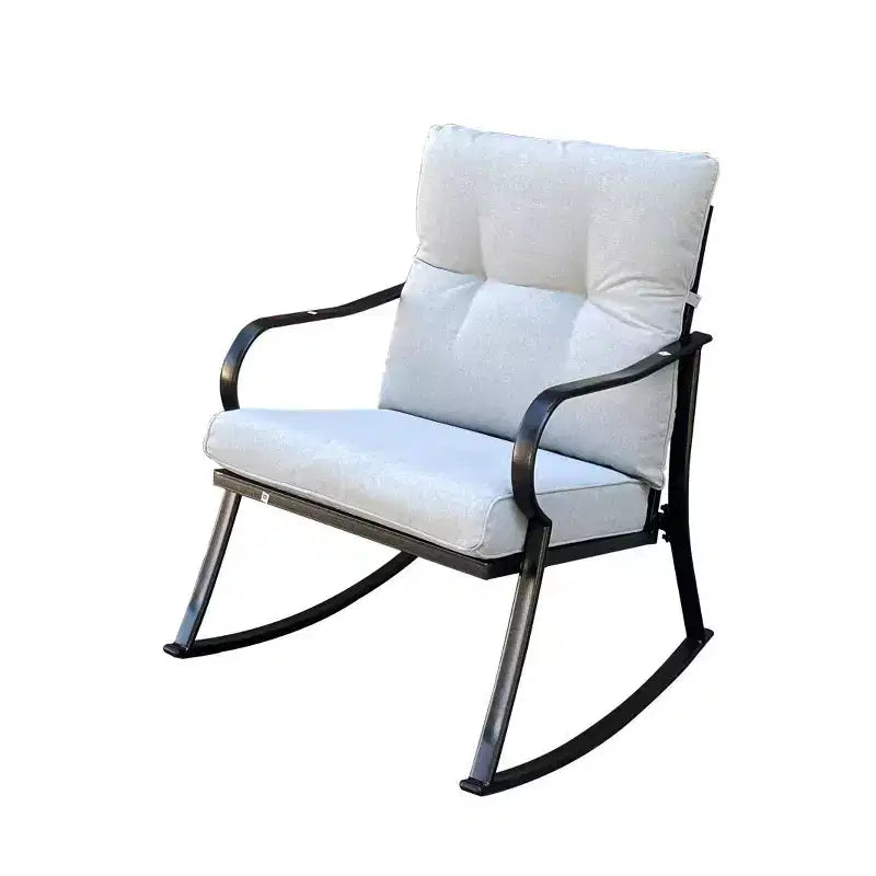 Ensemble de 3 pièces Moderne Accent 2 Places Rocker Teapoy, Fauteuil à Bascule Rembourré, Chaises de Porche, Coussins Moelleux Rocker