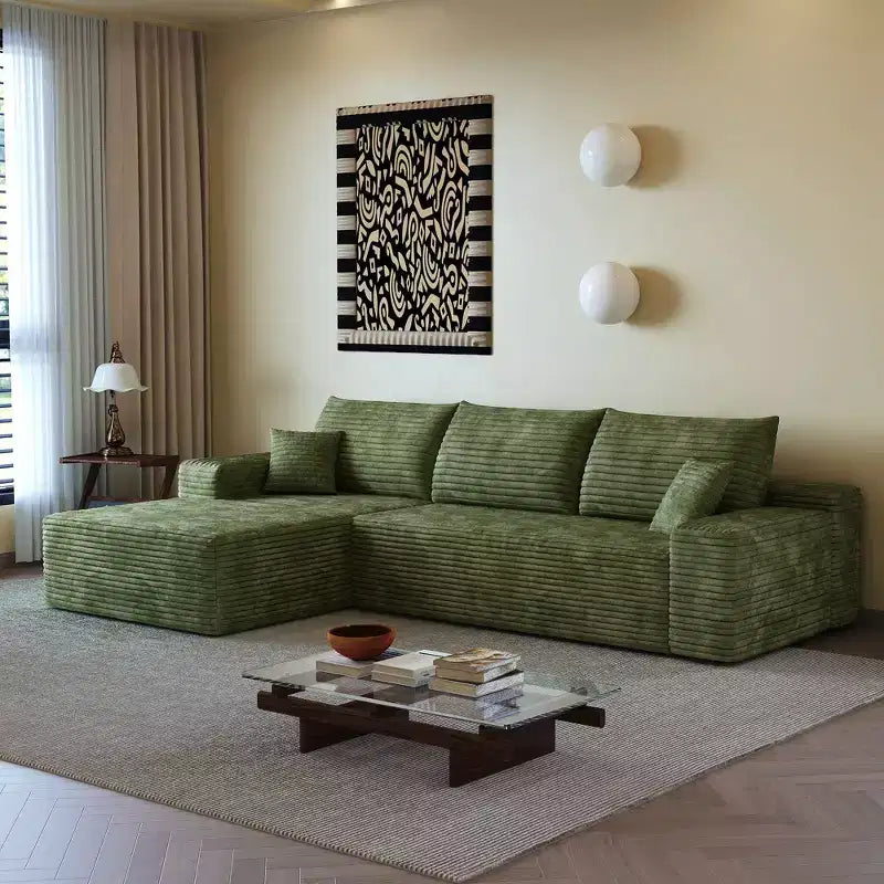 Canapé sectionnel nuage noir en velours côtelé moelleux de 271 cm avec méridienne en L, canapé modulaire moderne avec assise profonde pour salon, appartement