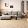 Canapé sectionnel nuage noir en velours côtelé moelleux de 271 cm avec méridienne en L, canapé modulaire moderne avec assise profonde pour salon, appartement