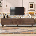 Clihome Mid Century TV Stand with 2 Drawers, Media Console Table for TVs up to 80'', Entertainment Center with Storage for Living Room