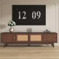 Clihome Mid Century Modern TV Stand for 80 TVs, Entertainment Center with Sliding Doors and Drawers, TV Table with Storage for Living Room