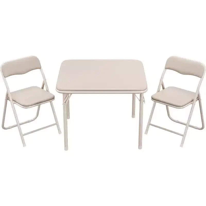 Acekool 3-Piece Folding Table and Chairs Set, Portable Kids Table with Soft Cushion Seats, No Assembly