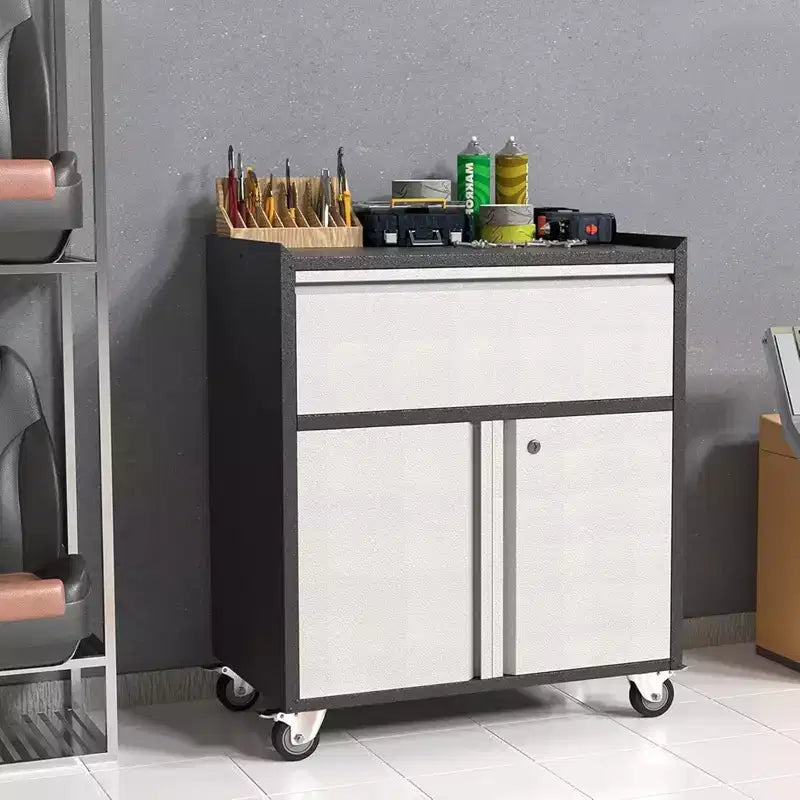 Armoire à outils roulante Garvee, boîte à outils robuste avec roues et tiroirs pour garage, bureau, noir/gris