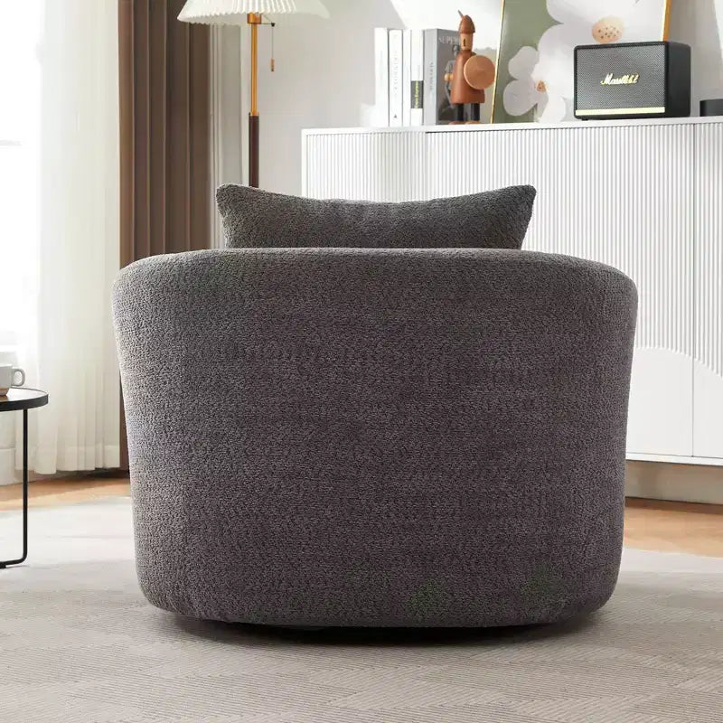 TUYOHW 38.2 Fauteuil pivotant, Fauteuil d'appoint rembourré avec ressorts ensachés, assise profonde, coussin décoratif, chaise longue pour salon, chambre à coucher