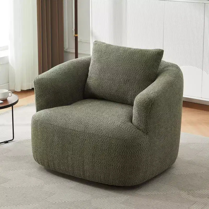 TUYOHW 38.2 Fauteuil pivotant, Fauteuil d'appoint rembourré avec ressorts ensachés, assise profonde, coussin décoratif, chaise longue pour salon, chambre à coucher