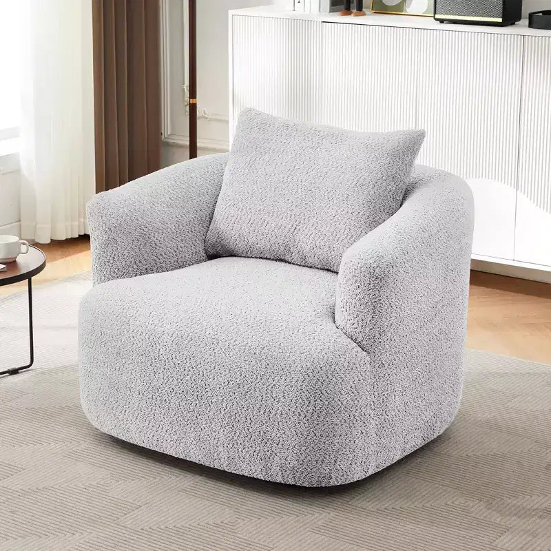 TUYOHW 38.2 Fauteuil pivotant, Fauteuil d'appoint rembourré avec ressorts ensachés, assise profonde, coussin décoratif, chaise longue pour salon, chambre à coucher