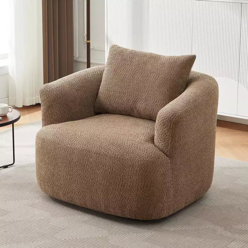 TUYOHW 38.2 Fauteuil pivotant, Fauteuil d'appoint rembourré avec ressorts ensachés, assise profonde, coussin décoratif, chaise longue pour salon, chambre à coucher