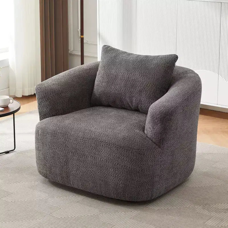 TUYOHW 38.2 Fauteuil pivotant, Fauteuil d'appoint rembourré avec ressorts ensachés, assise profonde, coussin décoratif, chaise longue pour salon, chambre à coucher