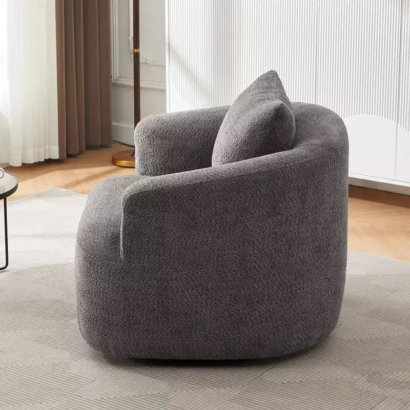 TUYOHW 38.2 Fauteuil pivotant, Fauteuil d'appoint rembourré avec ressorts ensachés, assise profonde, coussin décoratif, chaise longue pour salon, chambre à coucher
