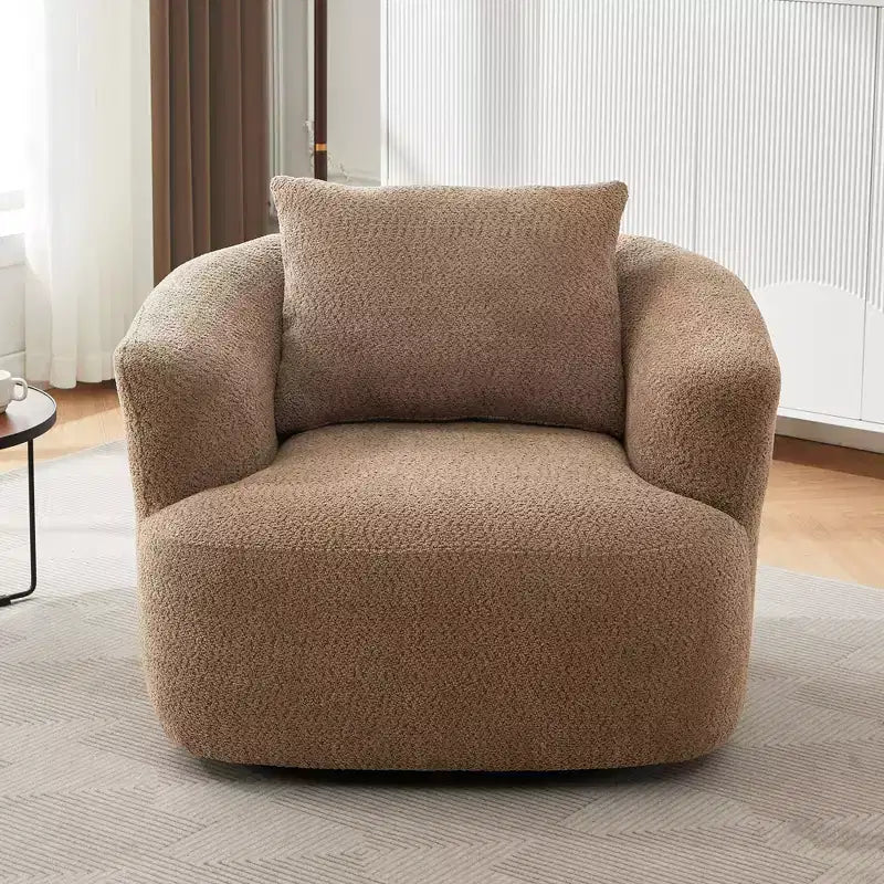 TUYOHW 38.2 Fauteuil pivotant, Fauteuil d'appoint rembourré avec ressorts ensachés, assise profonde, coussin décoratif, chaise longue pour salon, chambre à coucher