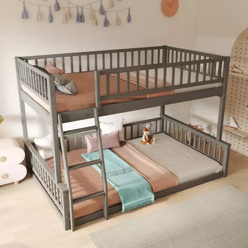 GDFStudio Carol Lit superposé en bois avec barrières de sécurité et échelle, design convertible
