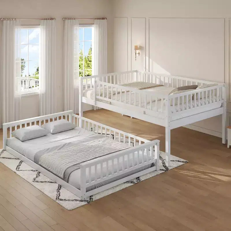 GDFStudio Carol Lit superposé en bois avec barrières de sécurité et échelle, design convertible