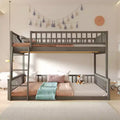 GDFStudio Carol Guardrails and Convertible Design Wood Bunk Bed with Ladder