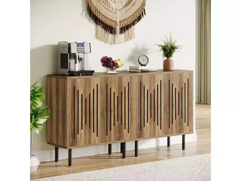 Lantine Lot de 2 buffets modernes avec étagères réglables, 59 armoires de rangement marron rustique pour salon, salle à manger et organisateur d'entrée