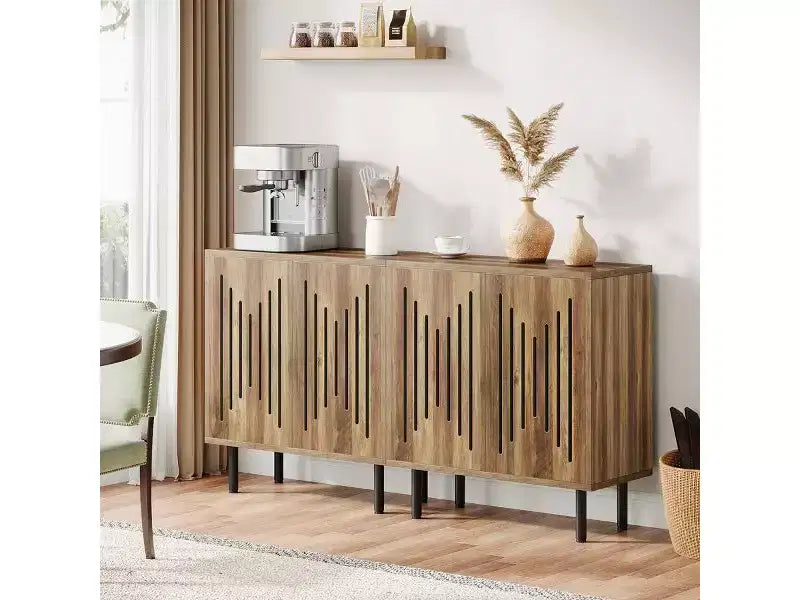 Lantine Lot de 2 buffets modernes avec étagères réglables, 59 armoires de rangement marron rustique pour salon, salle à manger et organisateur d'entrée