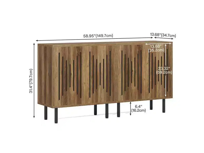 Lantine Lot de 2 buffets modernes avec étagères réglables, 59 armoires de rangement marron rustique pour salon, salle à manger et organisateur d'entrée