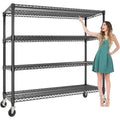 5-Tier or 4-Tier Metal Storage Shelves with Wheels, 59 W 3300 LBS Capacity Heavy Duty Adjustable Wire Rack for Garage, Pantry, Kitchen