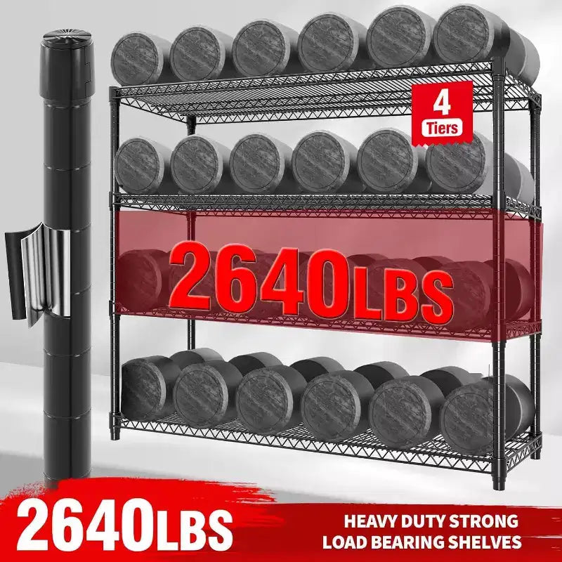 Étagères de rangement en métal à 5 ou 4 niveaux avec roulettes, 59 L, capacité de 1500 kg, étagère en fil métallique réglable robuste pour garage, cellier, cuisine