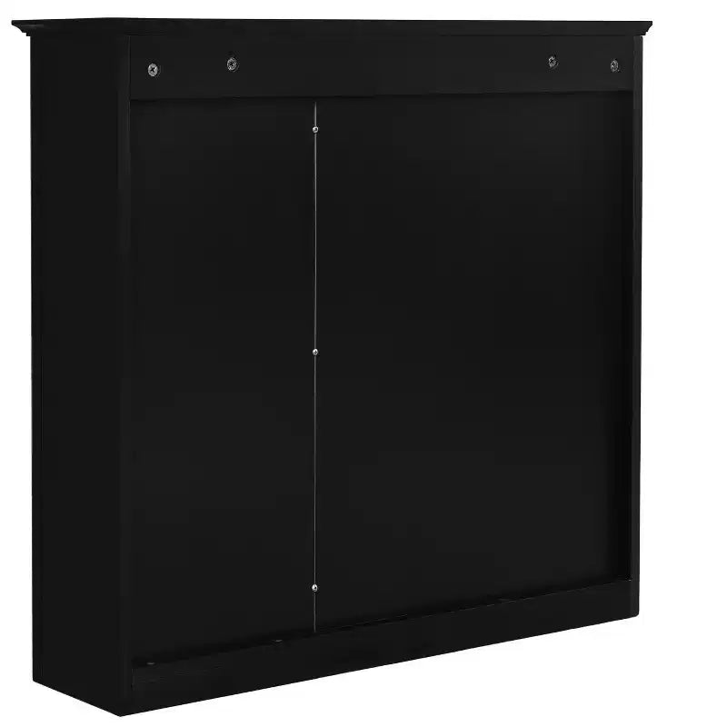 FAMYYT Armoire de toilette rectangulaire à surface de fixation en MDF de 30 po L x 28 po H avec miroir et étagères ouvertes