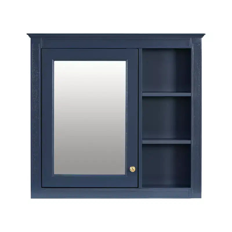 FAMYYT Armoire de toilette rectangulaire à surface de fixation en MDF de 30 po L x 28 po H avec miroir et étagères ouvertes