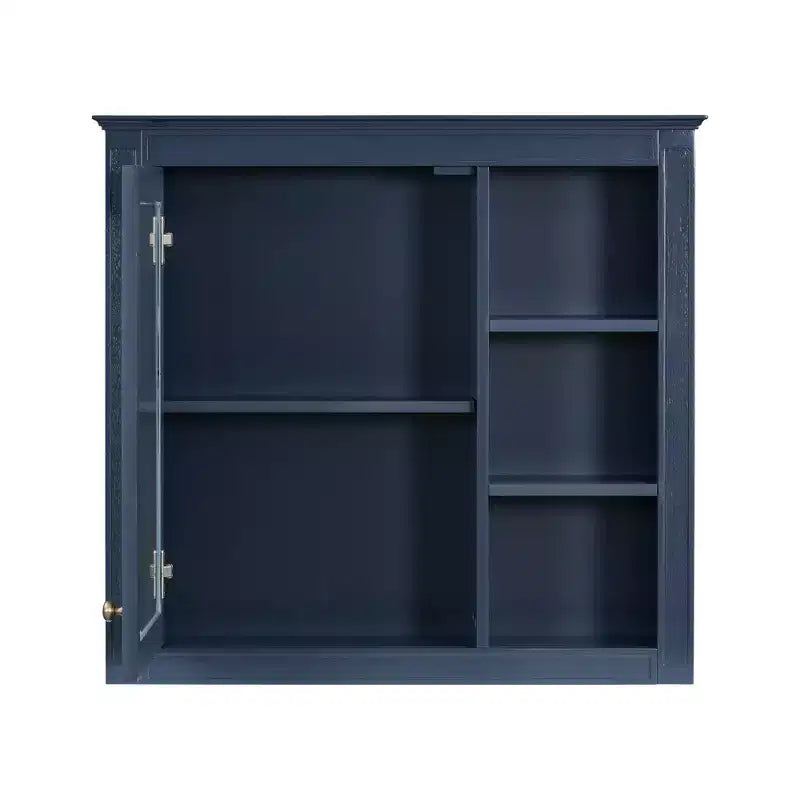 FAMYYT Armoire de toilette rectangulaire à surface de fixation en MDF de 30 po L x 28 po H avec miroir et étagères ouvertes