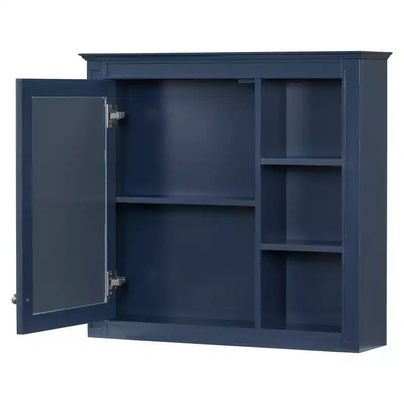 FAMYYT Armoire de toilette rectangulaire à surface de fixation en MDF de 30 po L x 28 po H avec miroir et étagères ouvertes