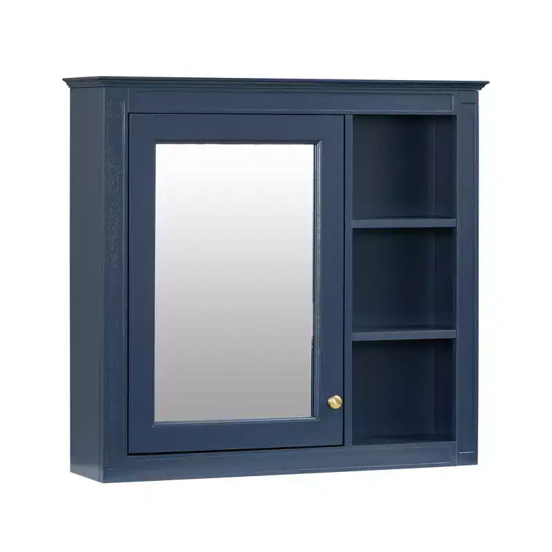 FAMYYT Armoire de toilette rectangulaire à surface de fixation en MDF de 30 po L x 28 po H avec miroir et étagères ouvertes