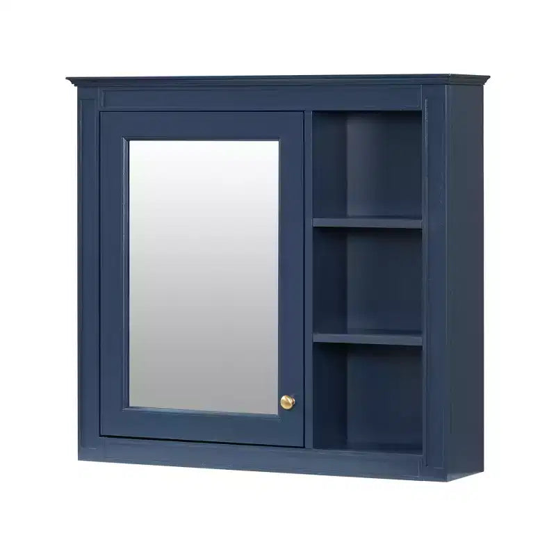 FAMYYT Armoire de toilette rectangulaire à surface de fixation en MDF de 30 po L x 28 po H avec miroir et étagères ouvertes