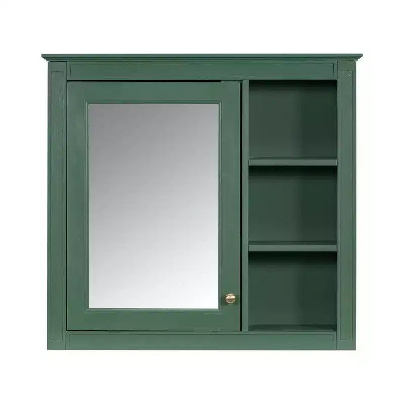 FAMYYT Armoire de toilette rectangulaire à surface de fixation en MDF de 30 po L x 28 po H avec miroir et étagères ouvertes