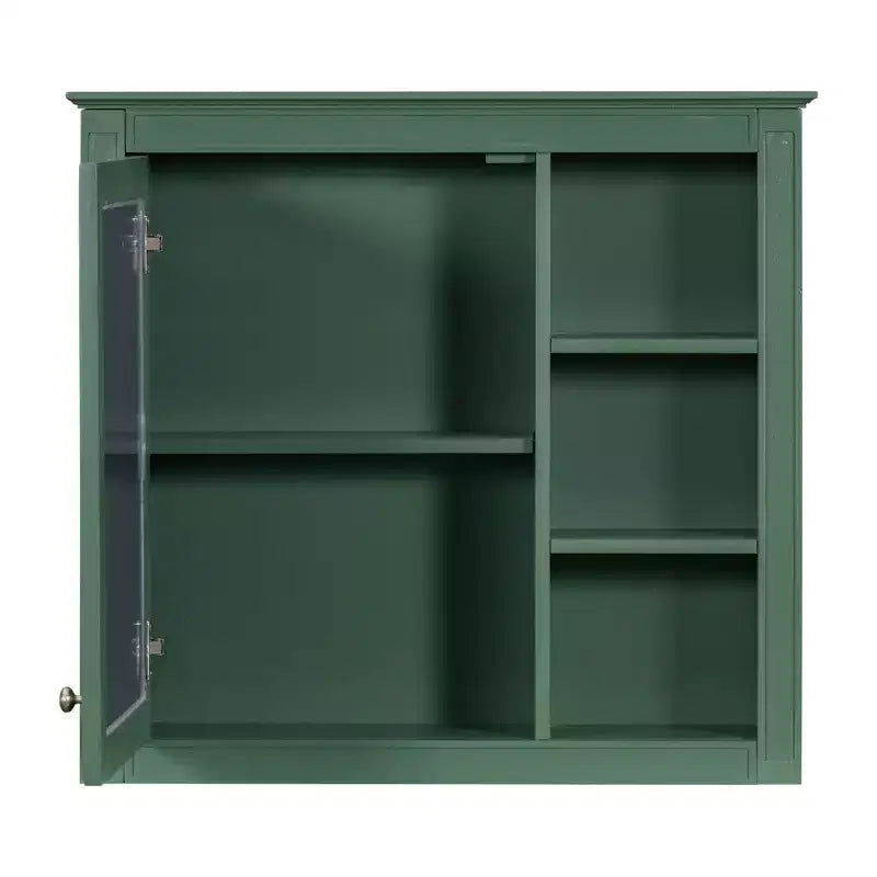 FAMYYT Armoire de toilette rectangulaire à surface de fixation en MDF de 30 po L x 28 po H avec miroir et étagères ouvertes