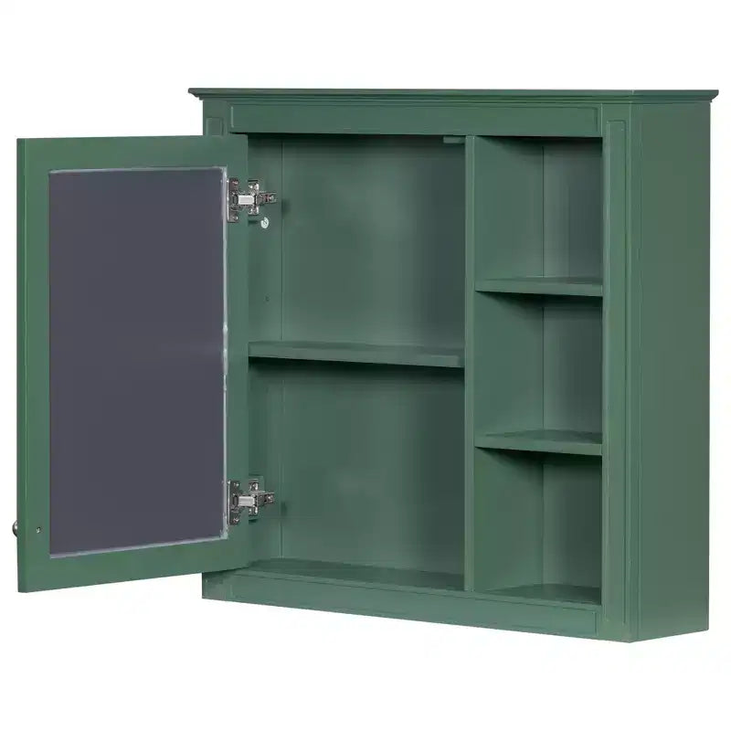 FAMYYT Armoire de toilette rectangulaire à surface de fixation en MDF de 30 po L x 28 po H avec miroir et étagères ouvertes