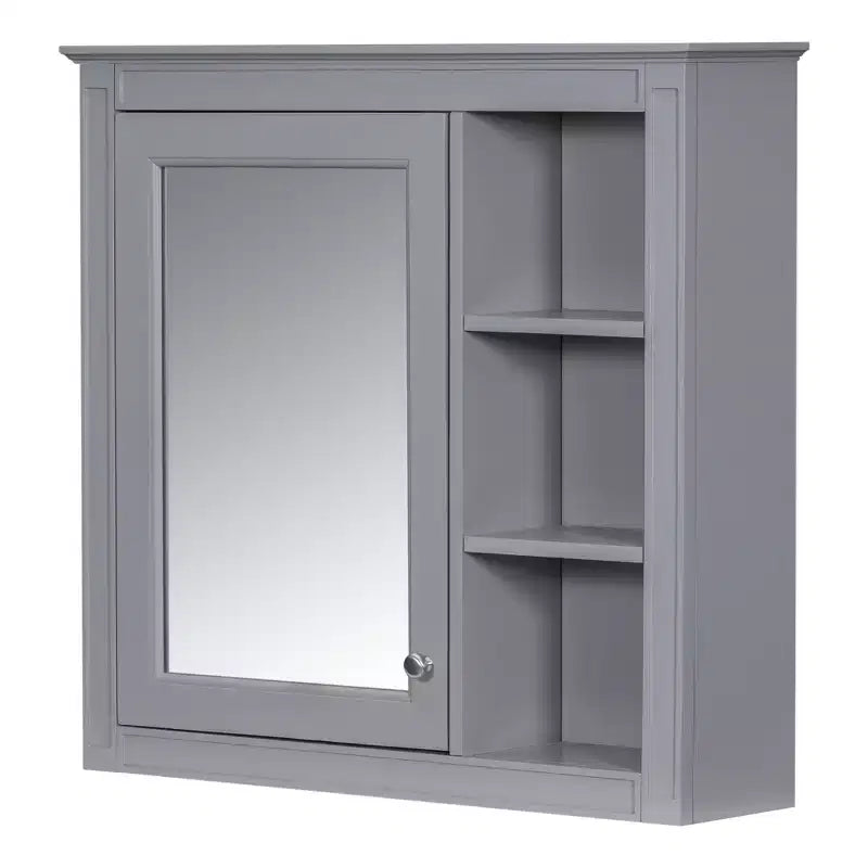 FAMYYT Armoire de toilette rectangulaire à surface de fixation en MDF de 30 po L x 28 po H avec miroir et étagères ouvertes