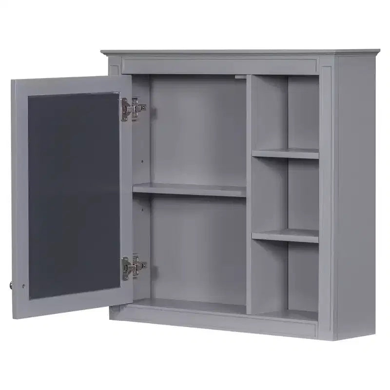 FAMYYT Armoire de toilette rectangulaire à surface de fixation en MDF de 30 po L x 28 po H avec miroir et étagères ouvertes