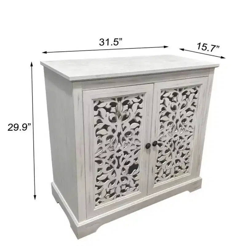 Bahut ancien avec portes sculptées, meuble de rangement d'appoint effet vieilli - Panipeachy