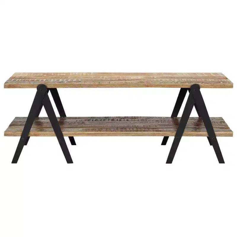 vidaXL Table basse Table d'appoint Table de canapé avec étagère de rangement Bois de manguier massif