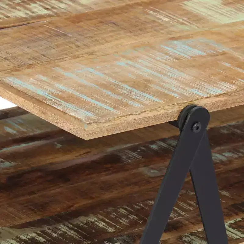 vidaXL Table basse Table d'appoint Table de canapé avec étagère de rangement Bois de manguier massif