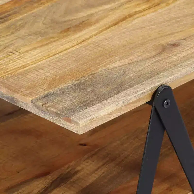 vidaXL Table basse Table d'appoint Table de canapé avec étagère de rangement Bois de manguier massif